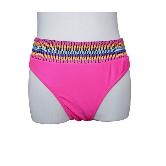 Shein High Waist Pink Tribal Waist Cheeky Swim Bottom LARGE Wild Side Poolcore - Picture 1 of 9